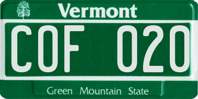 VT license plate COF020