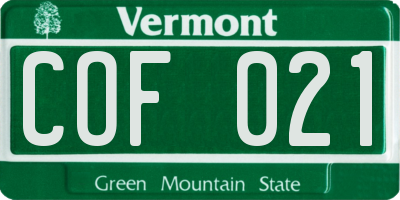 VT license plate COF021