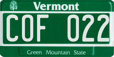 VT license plate COF022