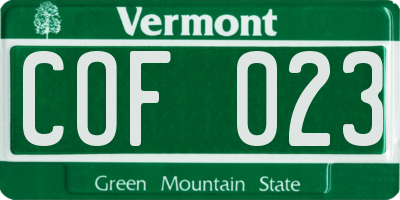 VT license plate COF023
