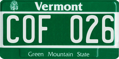 VT license plate COF026