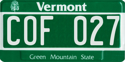 VT license plate COF027