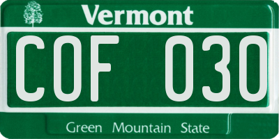 VT license plate COF030