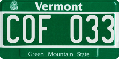 VT license plate COF033