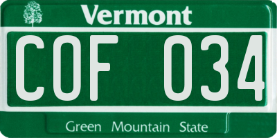 VT license plate COF034