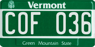 VT license plate COF036