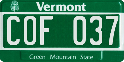 VT license plate COF037
