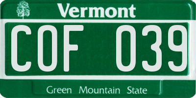 VT license plate COF039