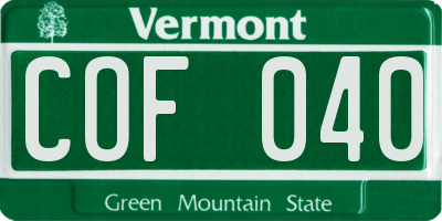VT license plate COF040