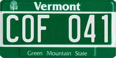 VT license plate COF041