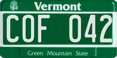 VT license plate COF042
