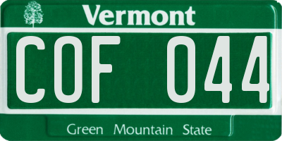 VT license plate COF044