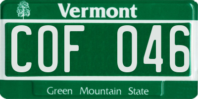 VT license plate COF046