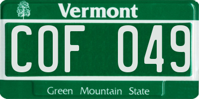 VT license plate COF049