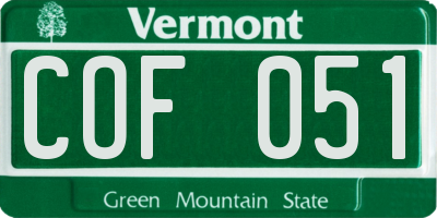 VT license plate COF051
