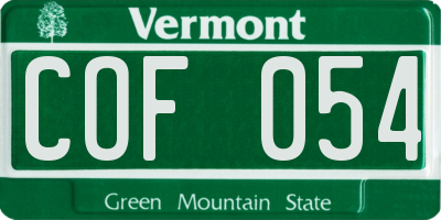 VT license plate COF054