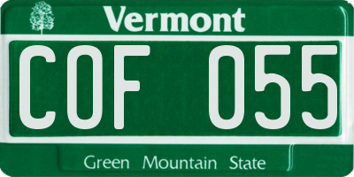VT license plate COF055