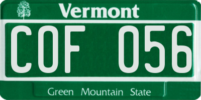 VT license plate COF056