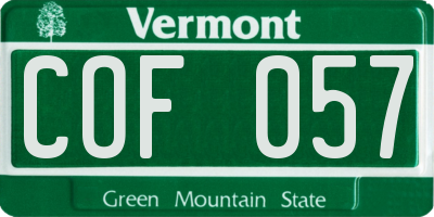 VT license plate COF057