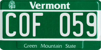 VT license plate COF059