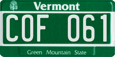 VT license plate COF061