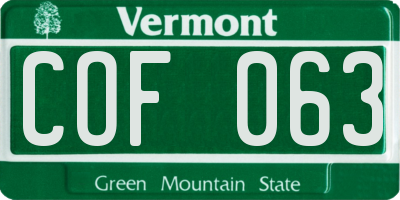 VT license plate COF063