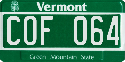 VT license plate COF064