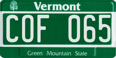 VT license plate COF065