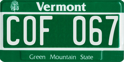 VT license plate COF067