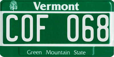 VT license plate COF068