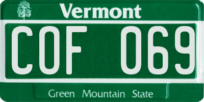 VT license plate COF069