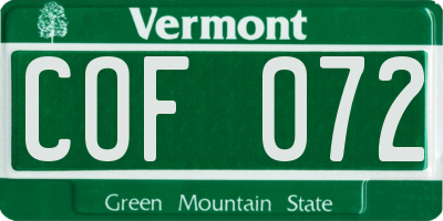 VT license plate COF072