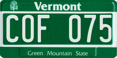 VT license plate COF075