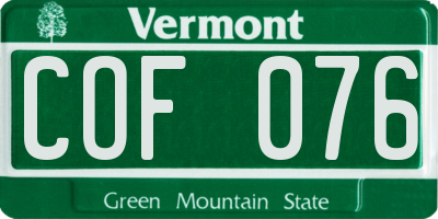 VT license plate COF076