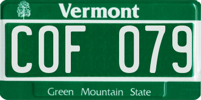 VT license plate COF079