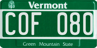 VT license plate COF080