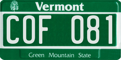 VT license plate COF081