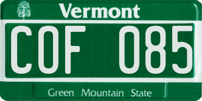VT license plate COF085