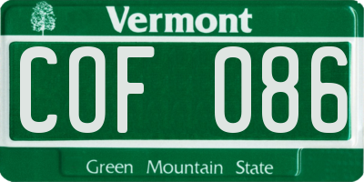 VT license plate COF086