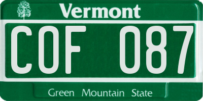 VT license plate COF087
