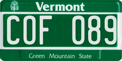 VT license plate COF089