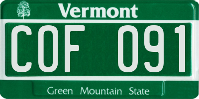 VT license plate COF091