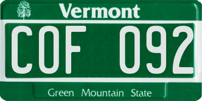 VT license plate COF092