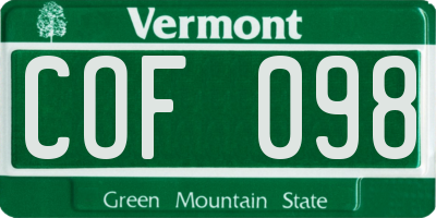 VT license plate COF098