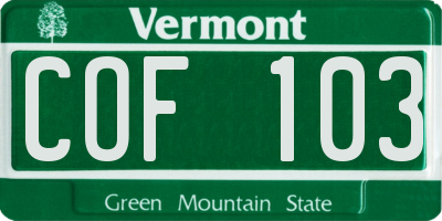VT license plate COF103