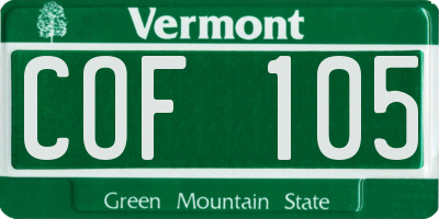 VT license plate COF105