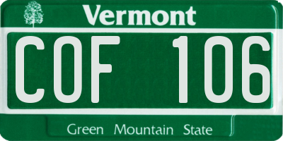 VT license plate COF106