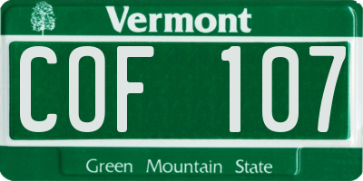 VT license plate COF107