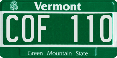 VT license plate COF110