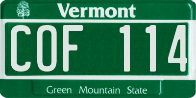 VT license plate COF114